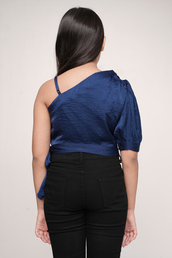 Navy Blue Solid Straight Top, Navy Blue, image 4